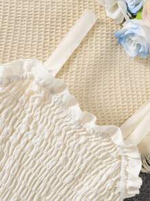 两件套少女套装，优雅杏色吊带长裙+短袖短款外套，街头时尚，百搭实用 - 彩色 - 查看 3