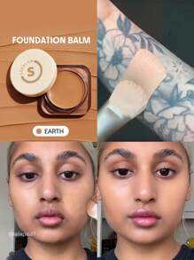 SHEGLAM 全遮瑕粉底霜 Balm-Earth 持久無瑕保濕粉底霜 控油 色彩校正 遮瑕膏 無毛孔 遮瑕 不油膩 不結塊 更光滑的粉底霜粉底霜 - Earth - 查看 1