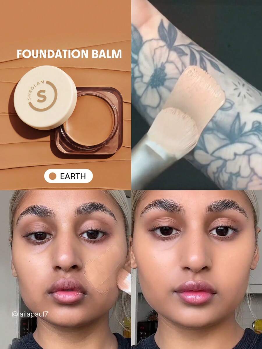 SHEGLAM 全遮瑕粉底霜 Balm-Earth 持久無瑕保濕粉底霜 控油 色彩校正 遮瑕膏 無毛孔 遮瑕 不油膩 不結塊 更光滑的粉底霜粉底霜 - Earth - 查看 1