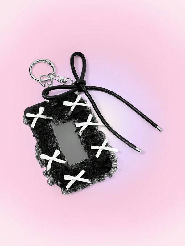 ROMWE Kawaii Y2K personalisierter Gothic-Stil Leder geschnürter Schleifen geflochtene Seil Schlüsselanhänger