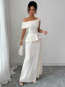 Selianne 2pcs/Set Women Asymmetric Top And Bodycon Fish Tail Skirt Set - Apricot - View 6