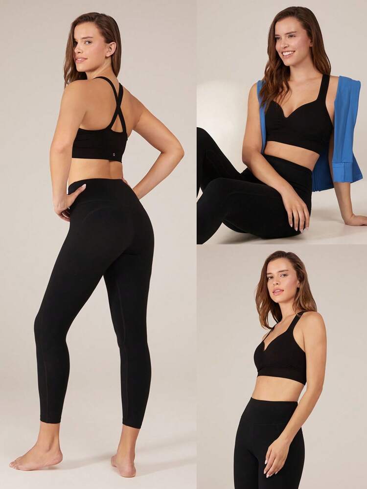 Reggiseno sportivo a fascia magra senza cuciture di colore solido, morbido e che assorbe l'umidità