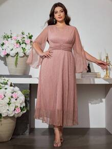 Modelyn Elegant Gold Glitter Party Dress Fall Cloth For Women - Champagne - View 5