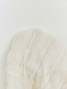 SHEIN Unity V-Neck Fringed Backless Halter Crop Tailored Jacket - White - View 7