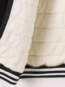 SHEIN 男童休闲加厚保暖连帽拉链防风外套，适合上学、花园、海滩、生日等各种场合，春、夏、秋、冬皆宜。男童冬季外套、男童连帽羽绒服、男童保暖外套、男童黑色秋季外套 - 黑色 - 查看 8