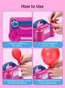 Teckwe 600W Mini Electric Balloon Inflator Pump, Portable Dual Nozzle Electric Balloon Inflator Pump, Suitable For Halloween, Christmas, Birthday, New Year, Wedding Party Decoration, Room Decoration-EU Plug - EU C Type Plug(220-240V) - View 5