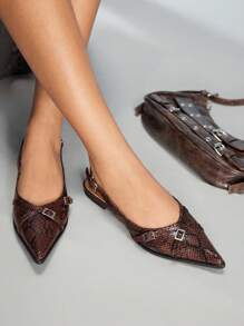 CUCCOO GRLICON 女士 Y2K 风格平底鞋，适合朋克、骑行者、酷女孩、万圣节、圣诞节、派对装扮 - 棕色 - 查看 6