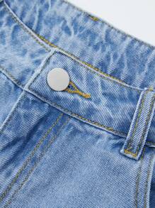 ROMWE MEN Street Life Men's Loose Fit Multi-Pocket Denim Shorts - Blue - View 7