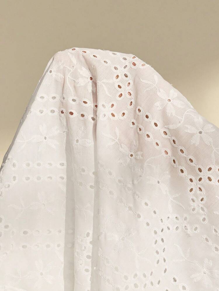 Almamuse Áo sơ mi dài tay thêu dáng rộng cho nữ - trắng - Xem 7