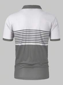 Manfinity Homme 男士拼色短袖 Polo 衫，适合休闲春夏装、高尔夫装 - 彩色 - 查看 2