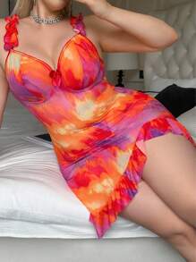 SHEIN 2 pièces Ensemble de lingerie Grande taille avec armature en tulle - Multicolore - Voir 5