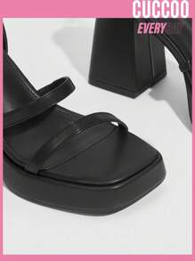 CUCCOO BIZCHIC Woman Shoes Fashionable Black Strappy High Heel Sandal For Summer Graduation Heels Prom Heels Vacation Shoes Summer Elegant Basics Business Casual Business Chic Spring Shoes Spring Break Easter