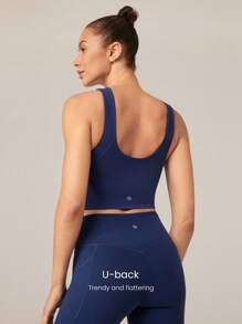 GLOWMODE FeatherFit™ 长款 U 型背心运动文胸背心低冲击瑜伽日常 - Dark Blue - 查看 2