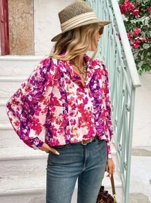 Vivid Eden Áo dài tay in họa tiết hoa cho nữ ngày nghỉ - Nhiều màu - Xem 3