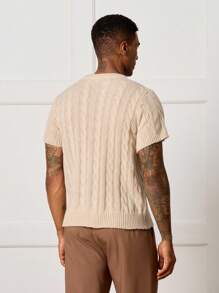 Manfinity CityGents Men's Old Money Twisting Flower Pattern Round Neck Short Sleeve Casual Knit Top - Multicolor - View 8