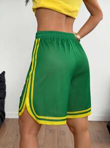 Coolane Quần short thể thao lưới thoáng khí thời trang dạo phố xuân/hè cho nữ màu đen - màu xanh lá - Xem 2