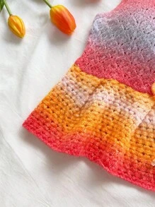 Soleia Women's Pink And Orange Ombre Tie Front Sleeveless Cardigan,Summer Boho Vacation Cute Knit Top,Fairycore Sweaters Casual Airport Back To School - Multicolor - View 4