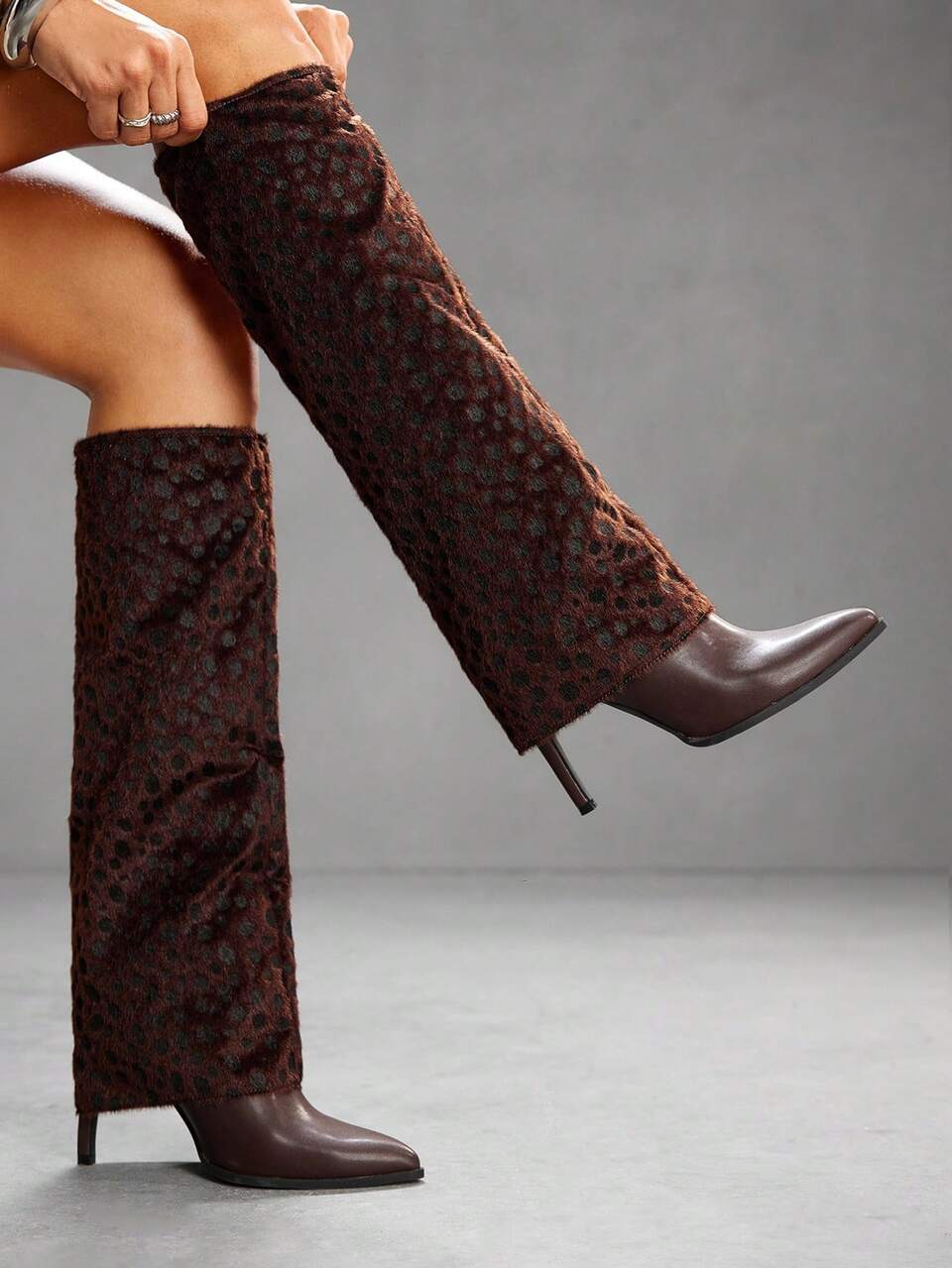 CUCCOO SZL Cuccoo Pointed Toe Thigh High Slim Heeled Knee-High Boots, Sexy Rider Boots For Women