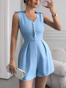 Selianne Casual-Woman Casual - Bộ đồ liền thân giản dị hiện đại - Màu xanh lam - Xem 3