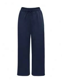 INAWLY Women's Casual Solid Color Low Waist Drawstring Waist Side Pockets Loose Wide Leg Sweatpants Fall Cloth For Women