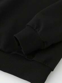 SHEIN Tween Girls Casual Fashionable Creative Minimalist Letter Slogan & Milano Print Hooded Sweatshirt Black Hoodie Black Sweatshirt Milano Hoodie Sweatshirt For Girls Cute Hoodie Fall Winter - Black - View 4