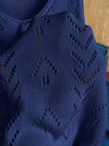 EMERY ROSE Áo len không tay màu trơn thường ngày cho nữ - Màu xanh hải quân - Xem 7