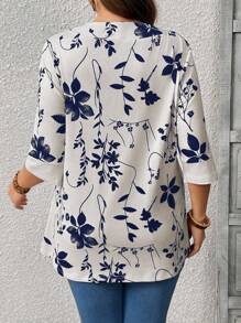 EMERY ROSE Sommer Damen Blumenblatt bedruckt Patchwork 2 in 1 T-Shirt Grafik Tees Damen Tops - Weiss - Übersicht 2