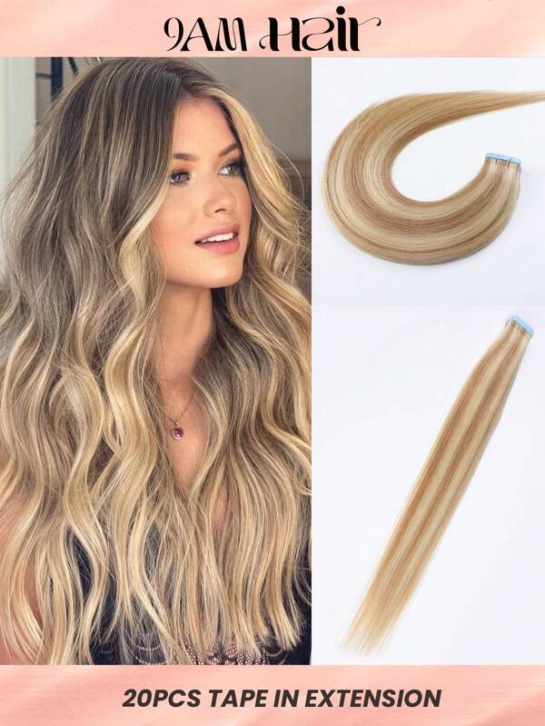 20 miếng băng dính thẳng bằng tóc thật 100% dùng cho salon, nhuộm tóc Balayage mượt mà không gây bết dính, màu vàng sẫm để làm nổi bật màu vàng tẩy cho tóc mỏng, kiểu tóc tự nhiên, chất lượng cao, băng dính làm nổi bật màu tóc, trang phục Halloween