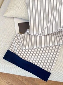 SHEIN Women's Simple Striped Casual Pants, Elastic Waist Straight Leg, Suitable For Everyday, Outdoor, Vacation, Commuting Fall Cloth For Women - Multicolor - View 4