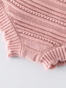 SHEIN Baby Girl Ruffle Trim Camisole Top And Knitted Shorts 2 Piece Outfit Set - Pink - View 9