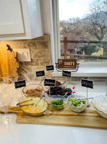 6PCS Mini Blackboard Set 4x6 Inch Wooden Message Board With Stand Small Chalkboard For Wedding Table Numbers Birthday Party Decor Event Signage Rustic Display Board Home Cafe Office Decoration - Multicolor - View 3