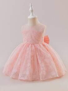 Glamorique Kids Neues Mädchen Jacquard-Netz-Prinzessinen-Kleid, geeignet für Baby Mädchen Alltag, Geburtstagsparty, Hochzeit und andere Anlässe - Pink - Übersicht 4