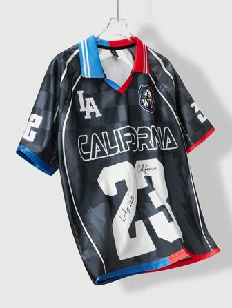 Prep Polo chemise pour homme avec élément de course et slogan de nom de ville américaine, convient pour le port quotidien, printemps/été