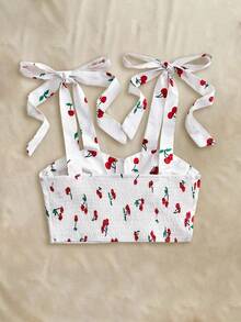 SHEIN VCAY Tops de tirantes y camisetas de mujer, conjuntos de verano, blusas de verano lindas, ropa de verano para mujer, estilo europeo de verano, atuendos de vacaciones, conjuntos de verano, blusas de verano lindas, atuendos de vacaciones - Rojo y blanco - Ver 2