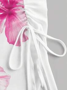 SHEIN MOD Top corto casual con estampado floral sin tirantes, adecuado para el verano, la playa, festivales de música, vacaciones de primavera, vacaciones, estilo chica de Miami