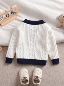 SHEIN 幼儿/婴儿男童长袖半拉链马球领针织毛衣