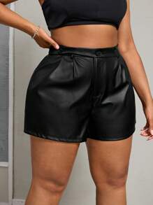 SHEIN PETITE CURVE Pantalones cortos elegantes y casuales para tallas grandes, para primavera/verano