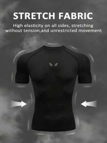 Manfinity Sport Polished Männer Flügel Muster Raglan Kurzarm Fitness Sport T-Shirt Trainingskleidung Lauf Shirts & Tops Trainingsshirt, atmungsaktiv
