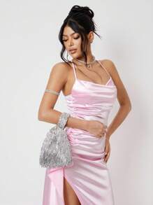 SHEIN SXY Quý cô, Túi xách cầm tay nữ, Túi xách buổi tối, Thời trang, Thanh lịch, Đơn giản, Cá nhân hóa, Đa năng, Cổ điển, Hạt dọc, Đỏ, Kim sa, Dành cho tiệc cocktail, Tiệc tùng, Vũ hội, Câu lạc bộ, Hẹn hò, Sinh nhật, Buổi tối, Đêm hẹn hò, Vũ hội - Bạc - Xem 3