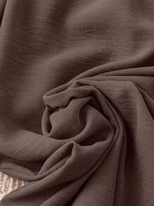 SHEIN Tall Joress Plus Size Women's Solid Color Wide Leg Loose Casual Pants With Waist Tie And Pockets Fall Cloth For Women - Brown - View 5