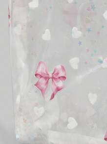ROMWE Kawaii Bow Pattern: 401422 Transparent PVC Heart Lace Clutch Makeup Bag Coin Purse Earphone Lipstick Portable Storage Bag, Gift - White - View 4