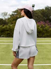 Fluxe 女士休闲纯色针织宽松运动衫 - 白色 - 查看 4