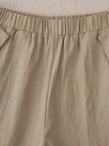 EMERY ROSE Women Solid Color Casual Daily Button Side Straight Pants