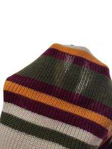 Slaydiva 2025 Spring & Summer New Bohemian Music Festival Easter Holiday Casual Daily Beach Party Personalized Street Fashion Sexy Sweet Cute Y2K Colorful Striped Gradient Knit Hollow Crop Sleeveless Top & Matching Striped Elastic Waist Knit Shorts 2Pcs Set For Women Striped Two Piece Set Two Piece Set Women Multicolor - Multicolor - View 8