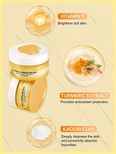 SlowSunday Vitamin C & Turmeric Mud Mask, Vitamin C & Turmeric, Mud Mask Skincare, Pore Cleansing, Skin Care, Oil Control And Unclog Pores, For Brighter-Looking Skin, K Beauty, Ideal For Party, Suitable For Summer & Autumn, Halloween