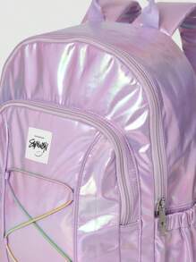 SUMWON Kids School Backpack With Holographic Finish Elastic Crisscross Design Water Resistant Travel Daypack For Primary Middle School Students Casual Everyday Use - Pink - View 4