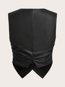 SHEIN EZwear Áo khoác không tay màu trơn đơn giản cỡ lớn - màu đen - Xem 2