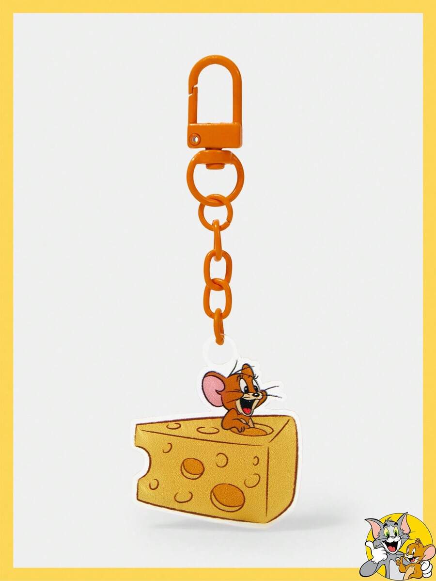 TOM & JERRY X SHEIN 时尚可爱的Cheese & Jerry 设计钥匙扣 - 彩色 - 查看 1