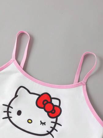 HELLO KITTY AND FRIENDS | SHEIN 卡通图案吊带背心和丁字裤内衣套装