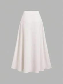 Sweetra Váy cạp cao thanh lịch & sang trọng cho nữ, bộ 2 món thoải mái khi đi làm - trắng - Xem 4